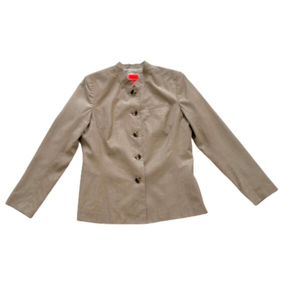 Isaac Mizrahi for Target Blazer Beige Button Front Long Sleeve Jacket Size 14 - Picture 10 of 12